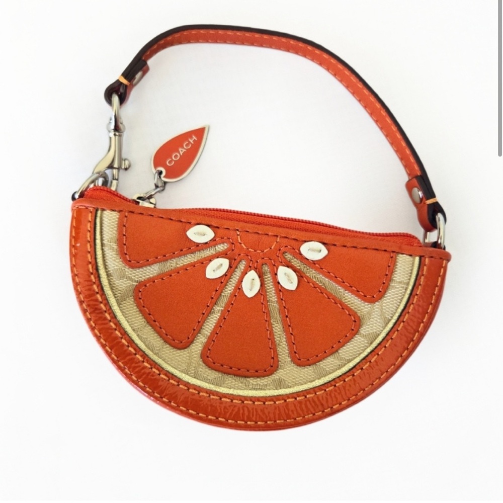 Rare Coach Orange Slice Coin Purse Wristlet